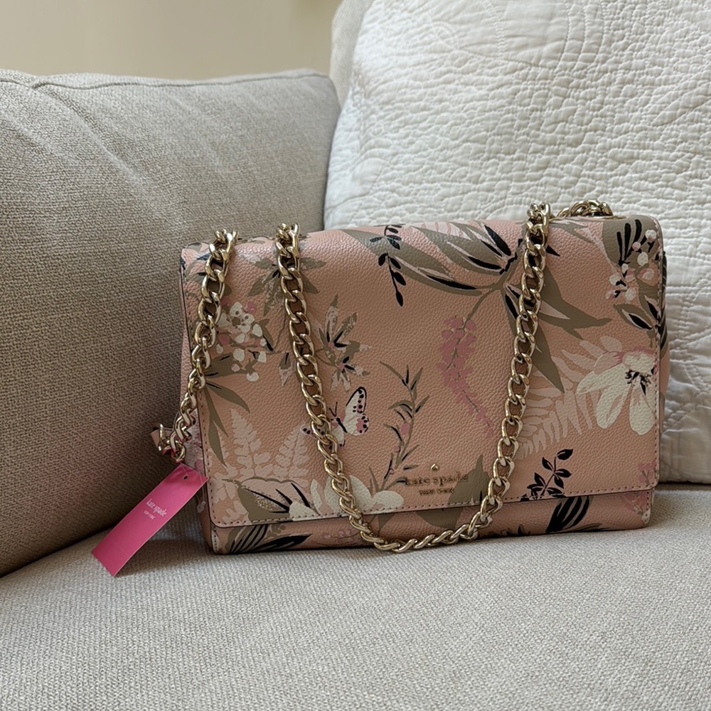 Kate Spade floral emelyn Pink and Gold Shoulder Bag